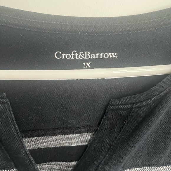 Croft & Barrow woman's 3/4 length sleeve, black/gray with stripe, 2x - Picture 2 of 7